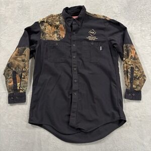 Riverside FR Protective Button Shirt Long Sleeve Men L / XL Black Camo Workwear